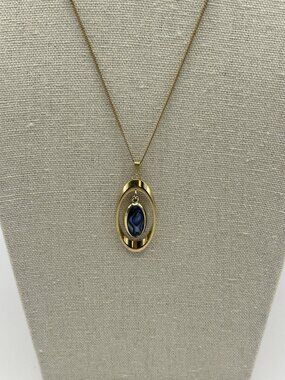 NS Necklace Abalone Shell Oval Shaped Pendant Gold Tone 18" Jewelry Gift Fun